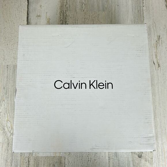 Calvin Klein Karmona Women’s 6.5 Black Logo faux Leather Wedge Strappy Sandals - Picture 7 of 8